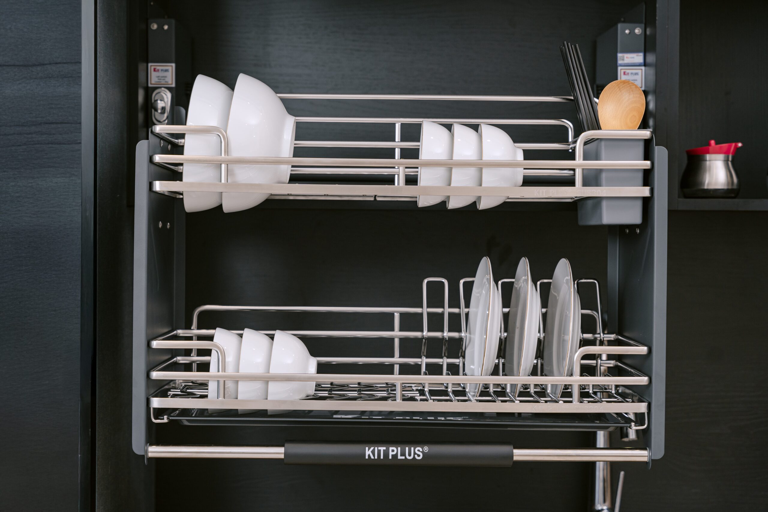 KIT-174 Kệ Bát Đĩa Nâng Hạ Nan Oval Đặc Biệt DMIX80 - Ảnh 1