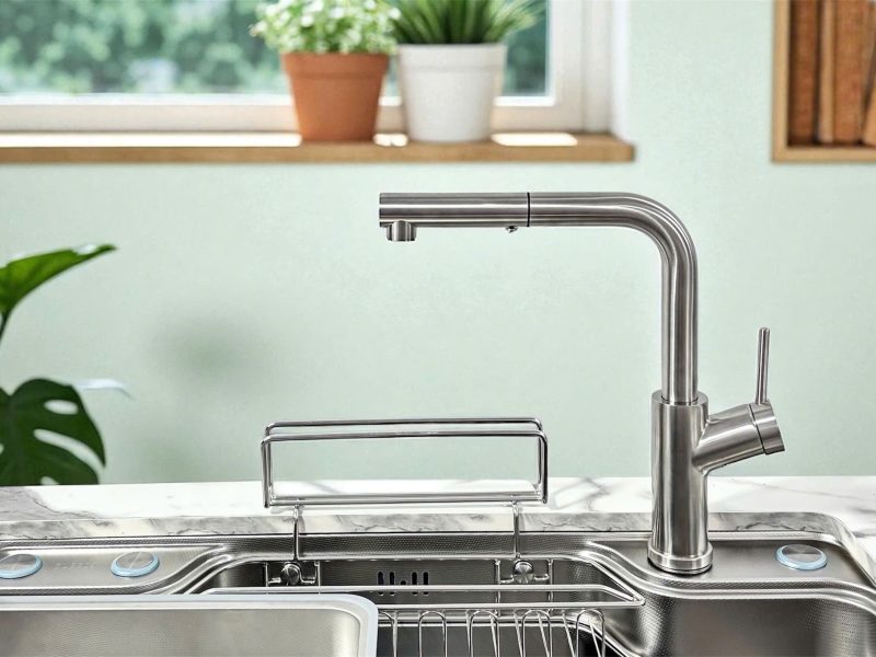 Vòi Rửa Bát Nóng - Lạnh Dây Rút Inox 304 Cao Cấp - KTV061A/B