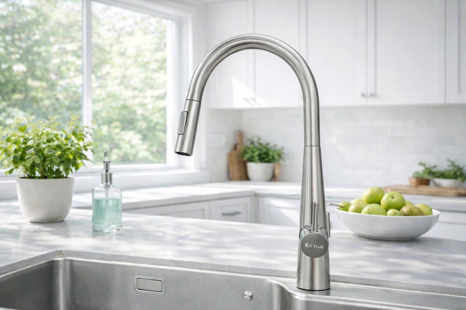 T84. vòi KTV069 (Ảnh tổng thể) Vòi Rửa Bát Nóng – Lạnh Dây Rút Inox 304 Cao Cấp - KTV662 - Ảnh 1